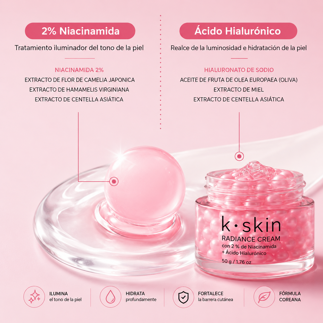K·Skin Radiance Gummies Cream con Niacinamida + Ácido Hialurónico